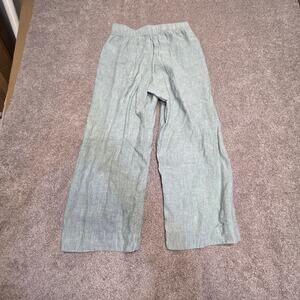 Elastic casual natural Waistband Summer Relaxed Flowing Tahari Linen Pants M